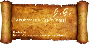 Jakubovits Gyöngyi névjegykártya